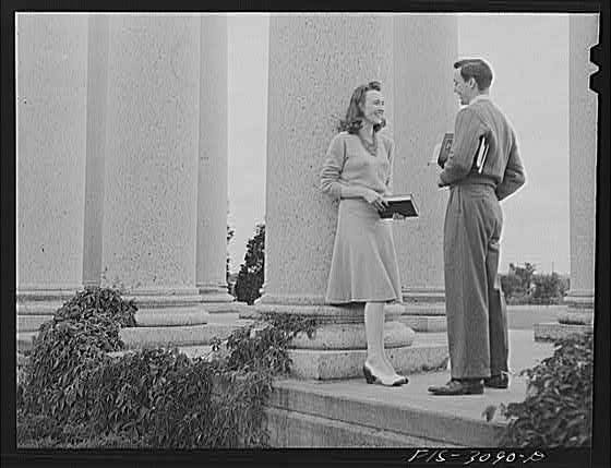 Untitled photo, : Bob Aden and Marion on the campus. University of Nebraska,