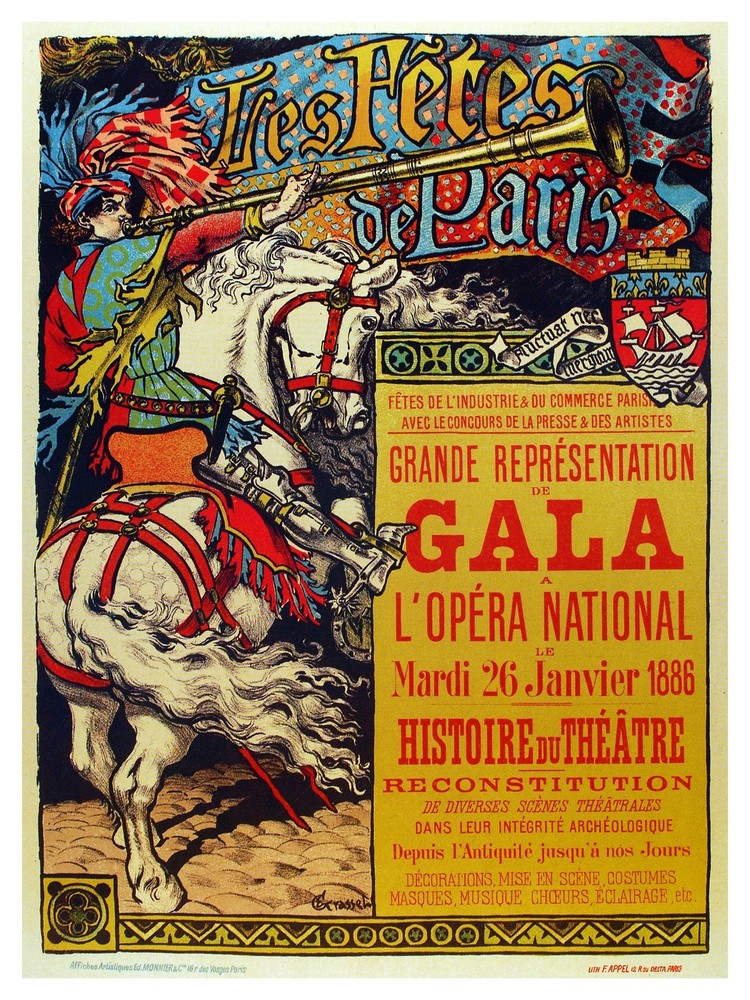 Tres fetes de Paris Gala wall Decoration.Graphic Interior Art design.Music 3288