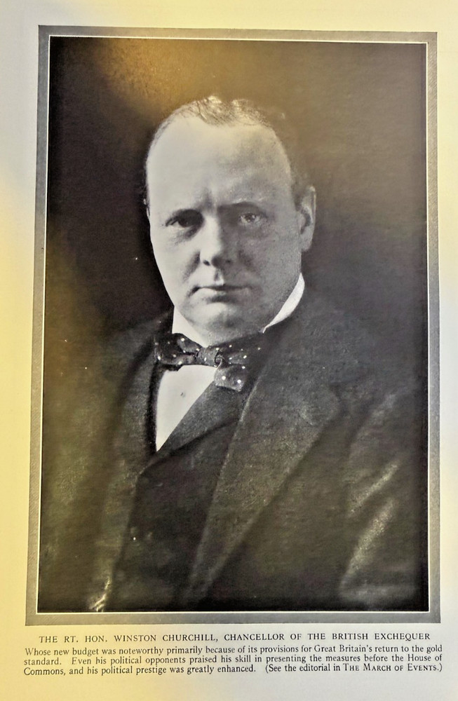 1925  Vintage Illustration Winston Churchill Cahncellor of the Exchequer