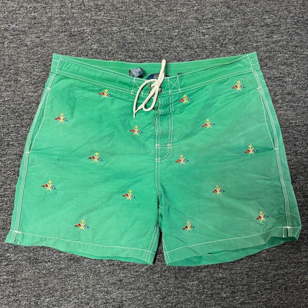Vintage Polo Ralph Lauren Summer Swim Trunks Traveler Shorts Mens Sz L Green