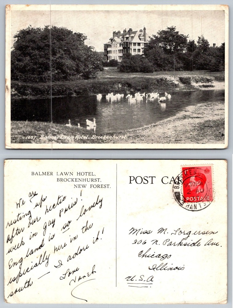Balmer Lawn Hotel Brockenhurst New Forest England Postcard c1910s Posted