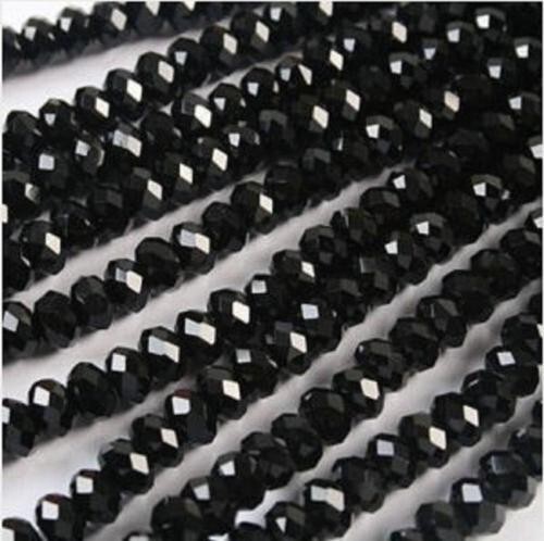 4x3mm Black Glass Crystal Rondelle Beads Spacer Necklace 15 Inch
