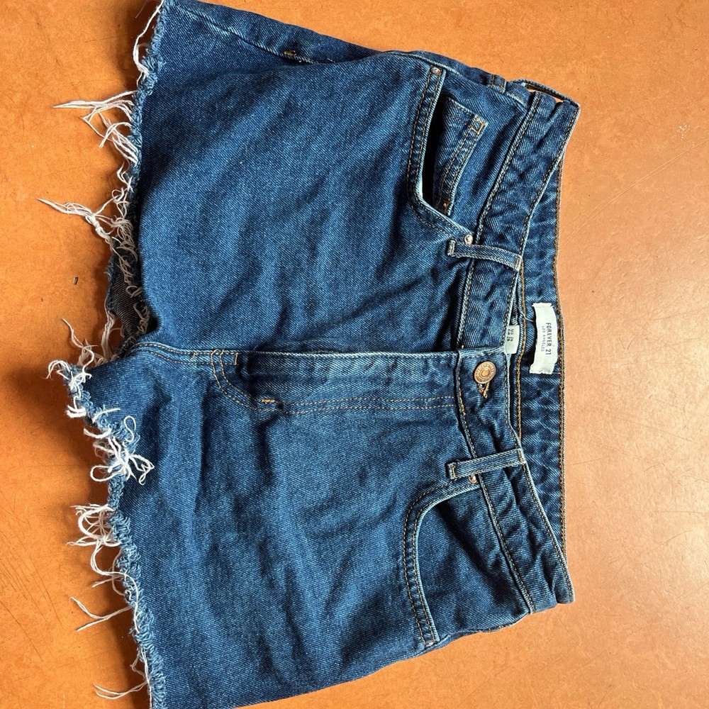 Forever 21 Women's Denim Shorts, Size 26, Mid Rise, Distressed