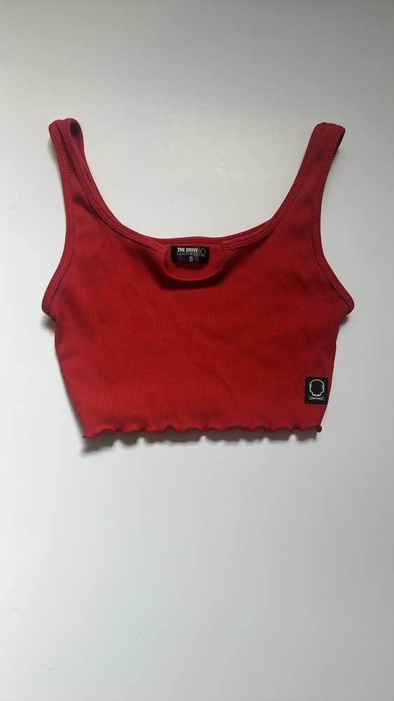 Drive Red Ribbed Crop Tank Top Sleeveless