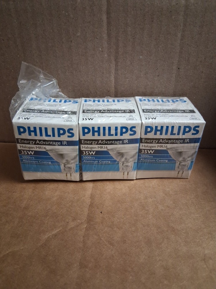 LOT OF 3 NEW PHILIPS LIGHT BULB LAMP Energy Advantage IR MR16 35W NIB 5000HRS