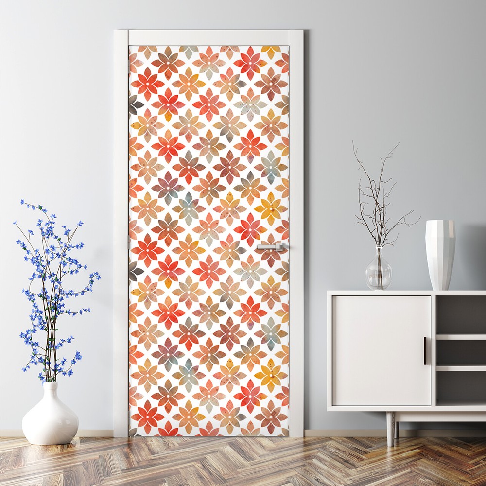 Autumn Watercolor Flower Bubble-Free Self-Adhesive Door Decal