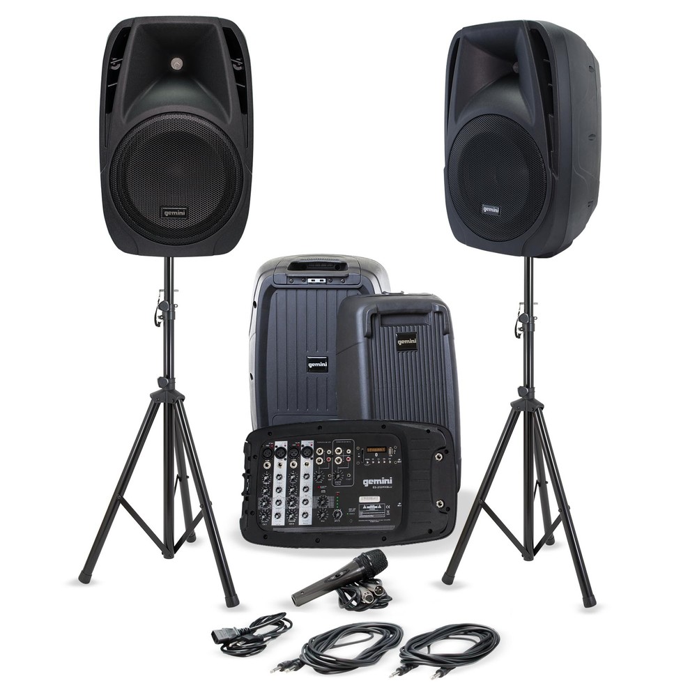 Professional PA System with 8-Channel Mixer - Gemini Sound Portable Dual 10