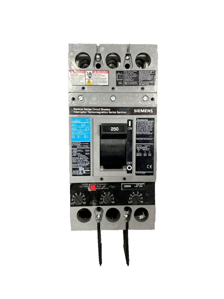 Siemens FXD63B250 Sentron Series Circuit Breaker 250A 3-Pole 600VAC