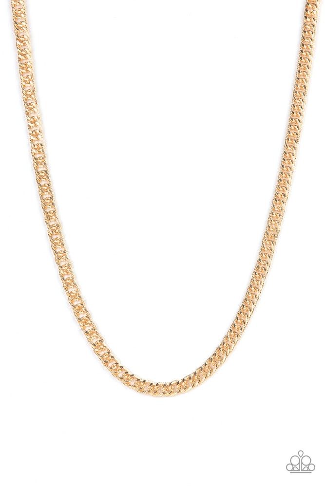 Valiant Victor - Goldtone - Paparazzi Accessories Men's Necklace