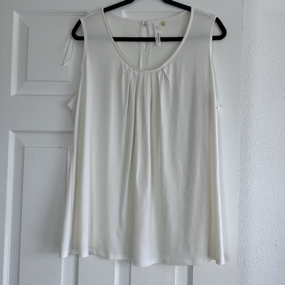 NY Collection Ivory Cream Tank Top Plus Size 1X Breathable Stretch Scoop Neck