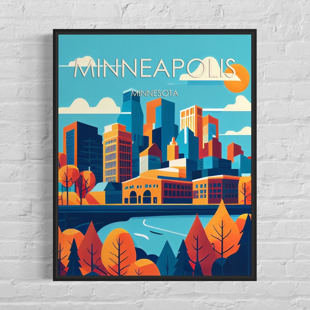 Minneapolis Retro Art Print Minneapolis Wall Art Illustration Minneapolis