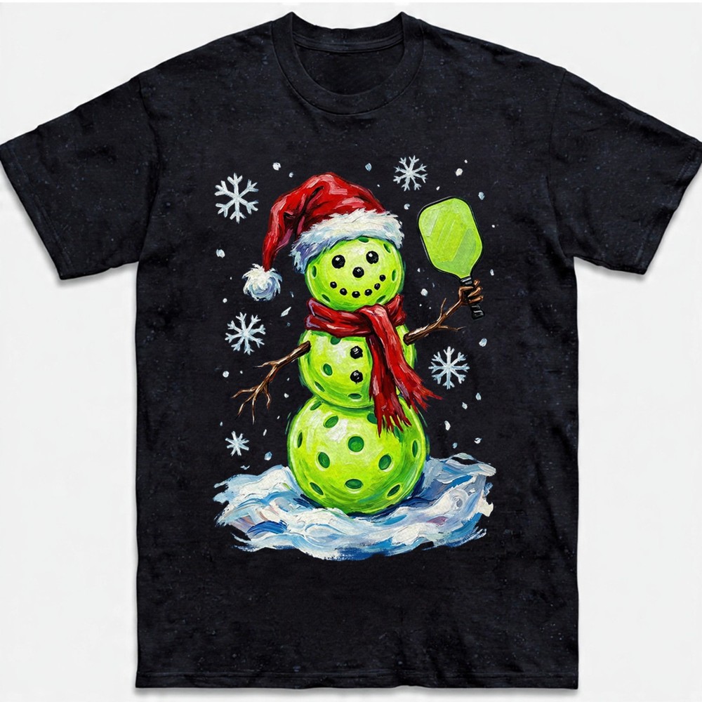 Pickleball Snowman T-Shirt Funny Christmas Sports Winter Holiday Gift Sweatshirt