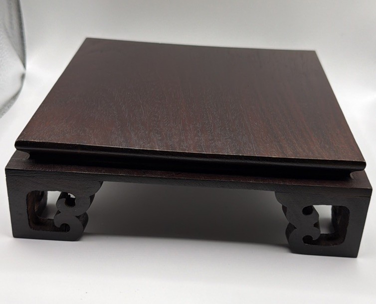 Vintage Chinese Handcarved Wood Bonsai Display Stand Square 2.25” x 7” x 7”