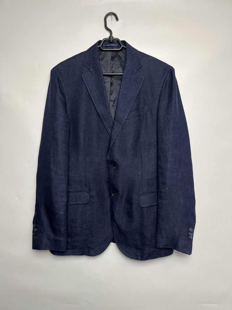 Men’s Linen Blazer Sport Coat Boggi Milano Navy Blue Size 52