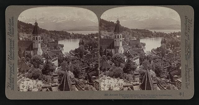 Photo:Ancient Thun and Its Lake, from the Castle, Switzerland 2