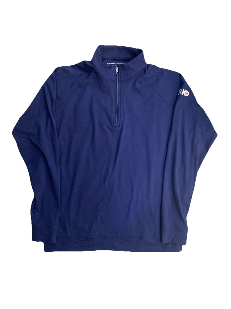 Holderness & Bourne Westland Pullover Medium Navy 1/4 Zip Performance Corp Logo