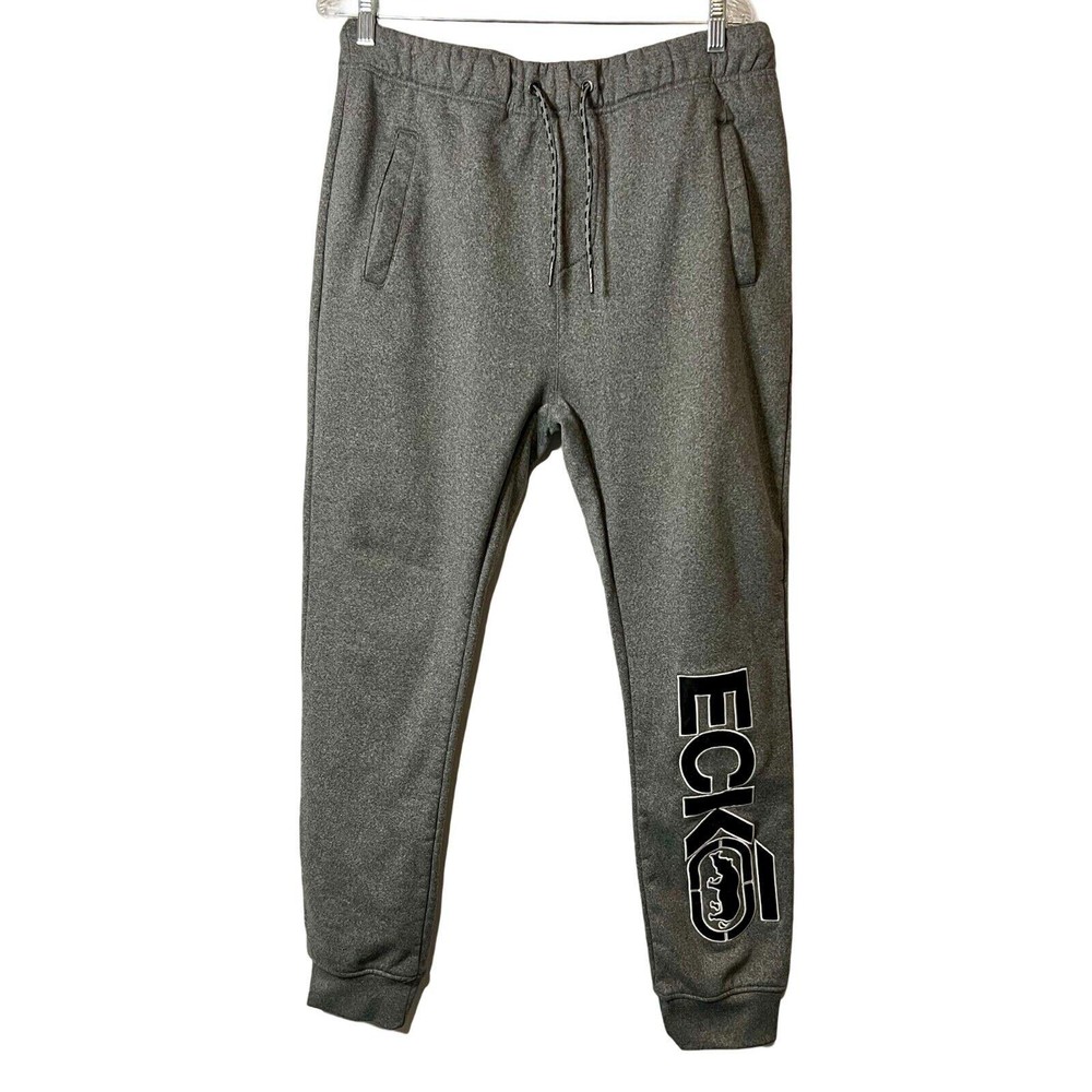 Ecko Joggers Mens Size L Gray Pull On Elastic Waist Tapered Leg Pockets Logo