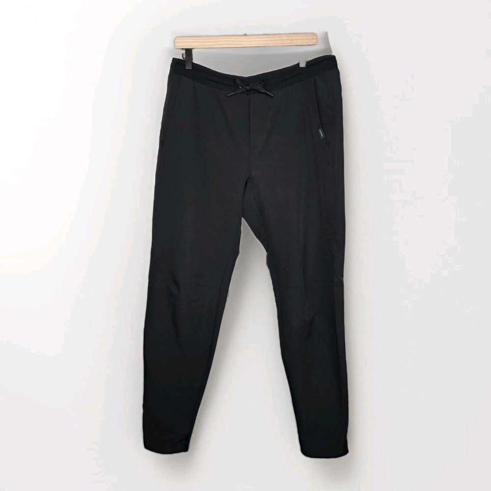 UNRL Pants Mens Large Black Jogger Athletic Stretch Drawstring Zip Pocket Travel