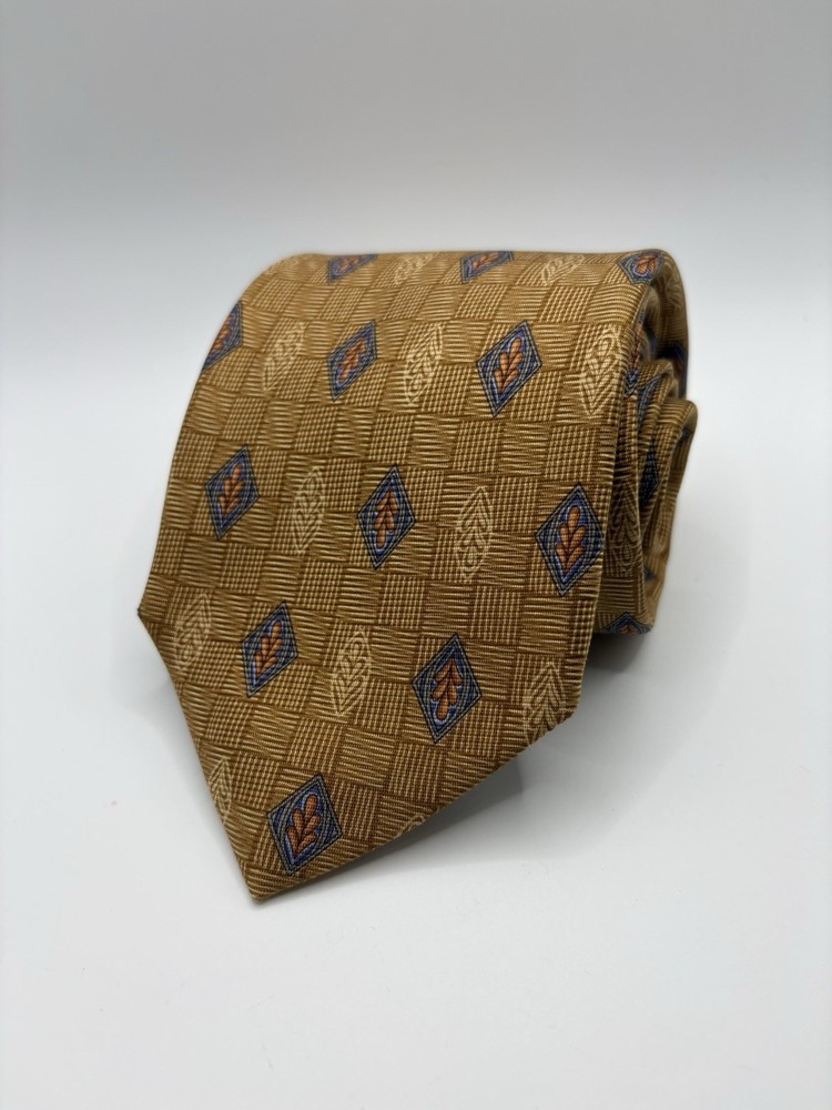 Vintage Robert Talbott Silk Necktie USA Brown Geometric Designer Tie