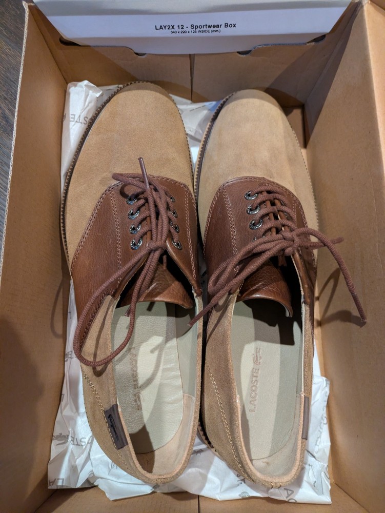Lacoste Men's Casual Shoe, Size 10, Leather/Suede Brown, New In Box