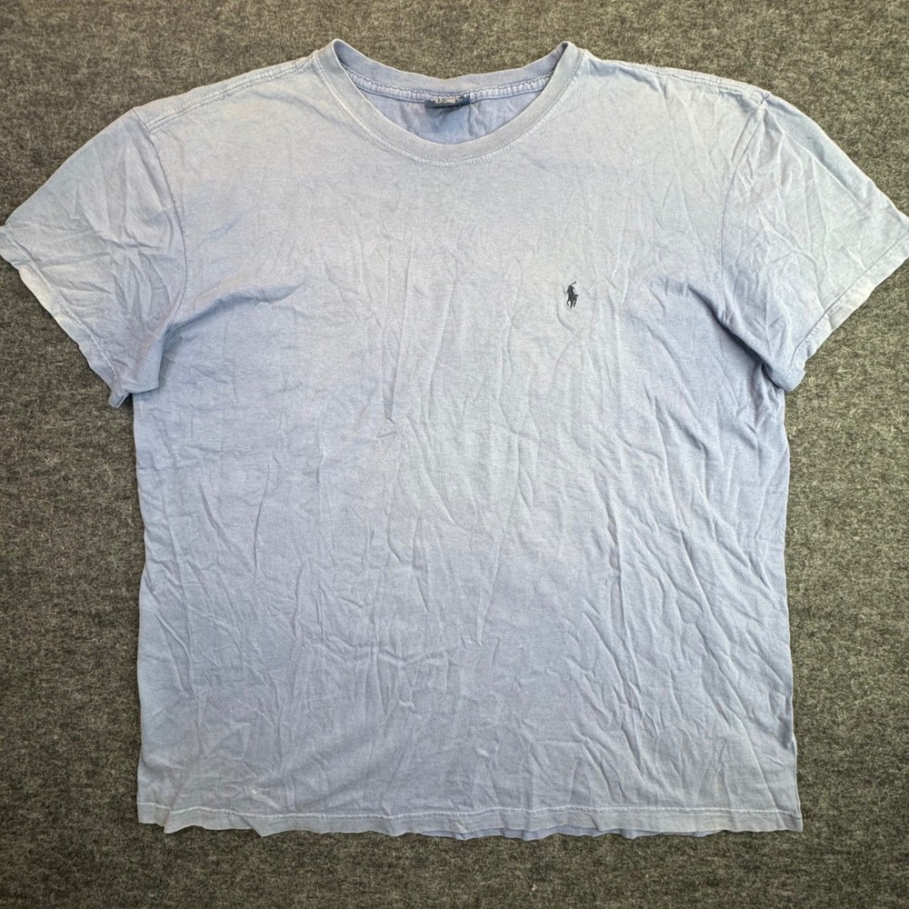 Polo Ralph Lauren T-Shirt Mens Large Blue Faded Short Sleeve Pony Logo
