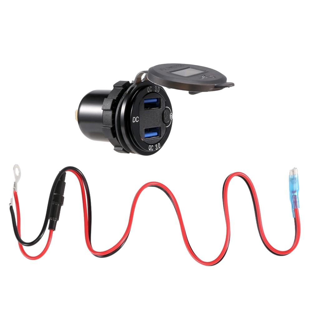 QC 3.0 Dual USB Car Charger 12V/24V with Switch for Boat & Vehicles