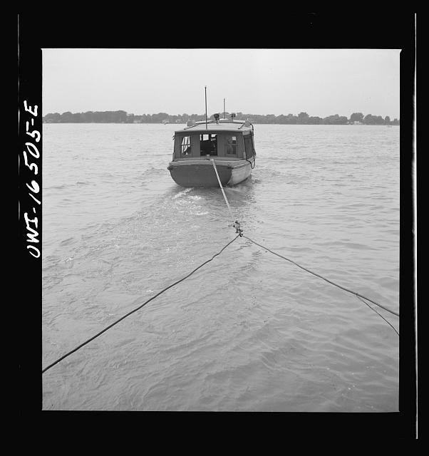 Photo:Tugboat Towing Boat on Water 1930s-1940s