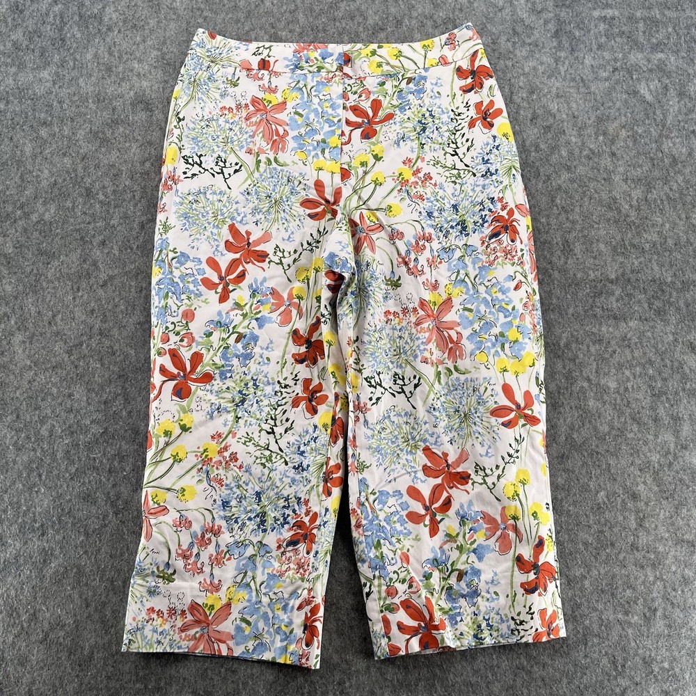 346 Brooks Brothers Womens Floral Cropped Capri Pants Stretch Size 6