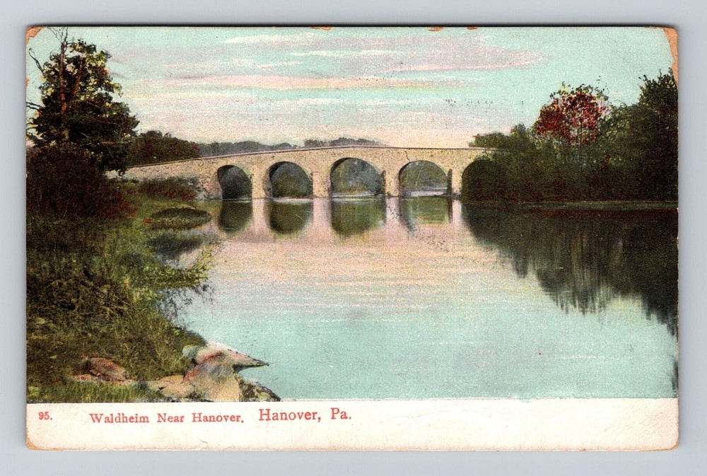 Hanover PA-Pennsylvania, Waldheim Near Hanover, Bridge, Vintage c1908 Postcard