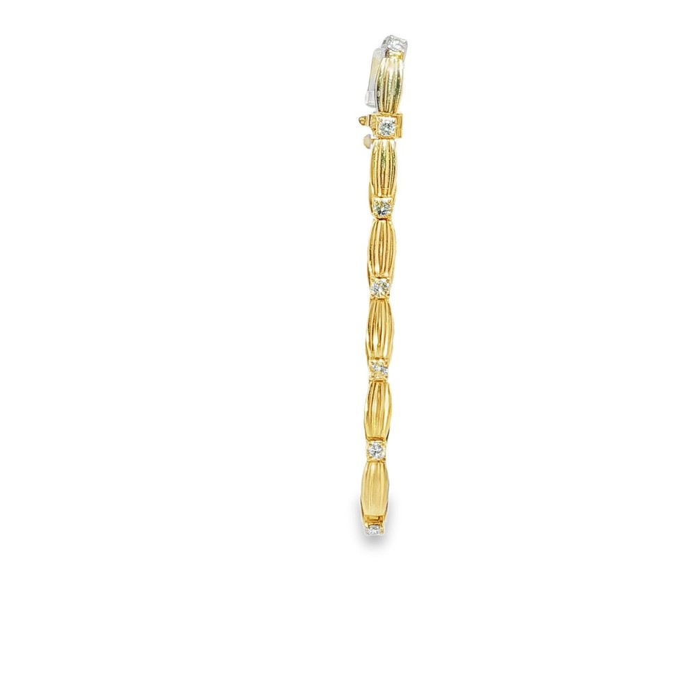 Vintage 14KY Diamond Textured Bar Bracelet 1.43 cttw 7