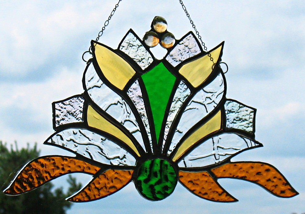 Stained Glass Window Panel, Abstract Art with Architectural Elements-image