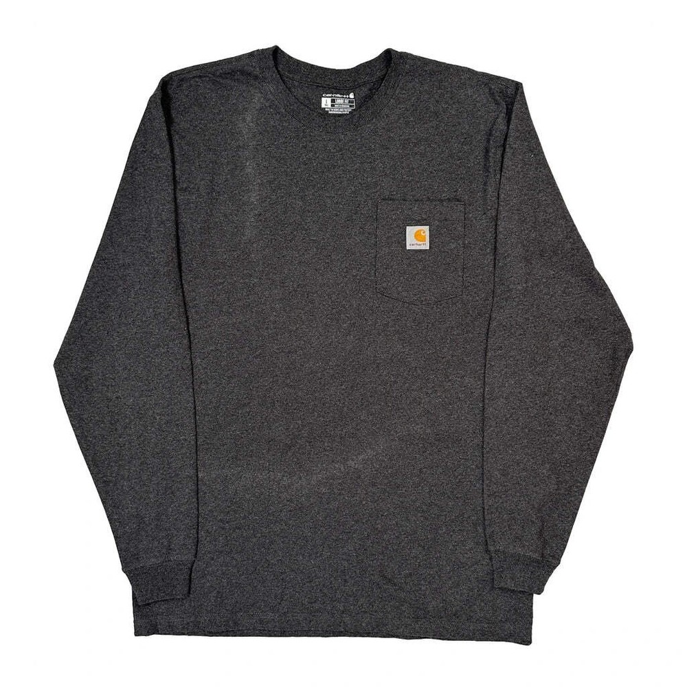 Carhartt Long Sleeve T-Shirt - Large Gray Cotton