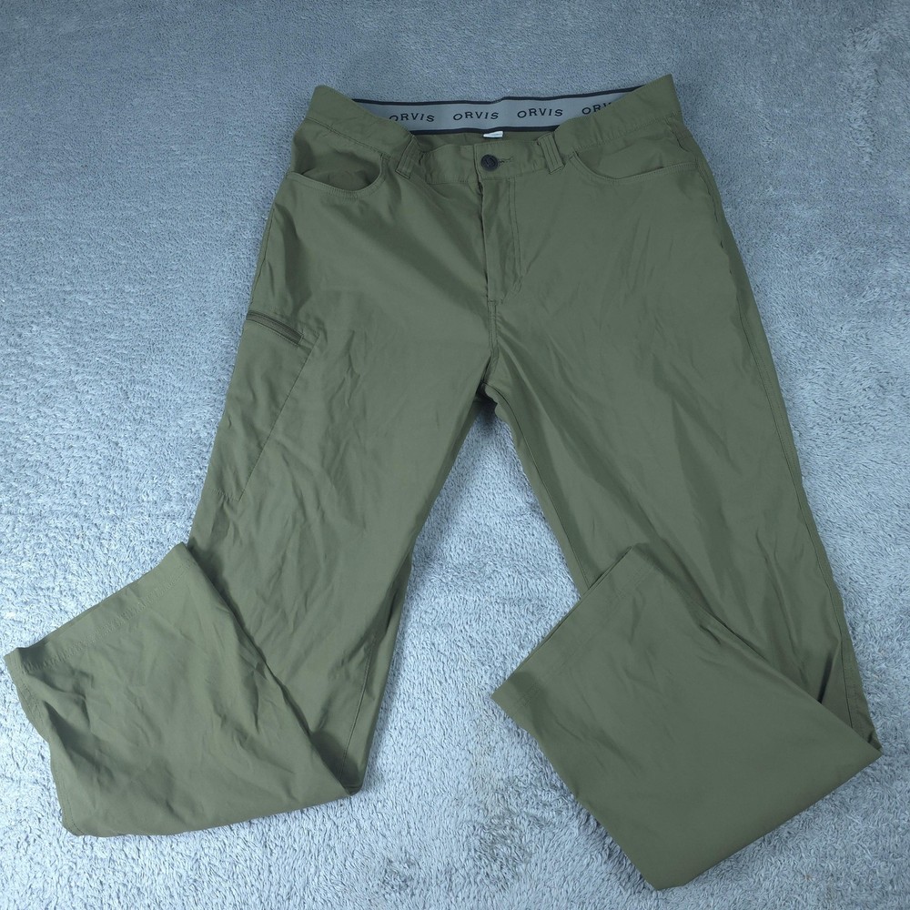 Orvis Pants Mens 36x30 Green Lightweight Stretch Cargo Nylon Travel Outdoor