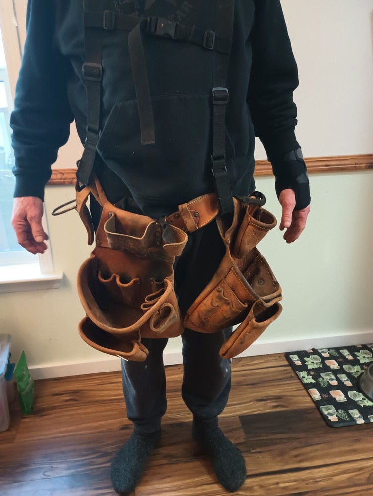 Lineman's Framers Tool Belt With Shoulder Straps Pouches CLC Custom Leathercraft
