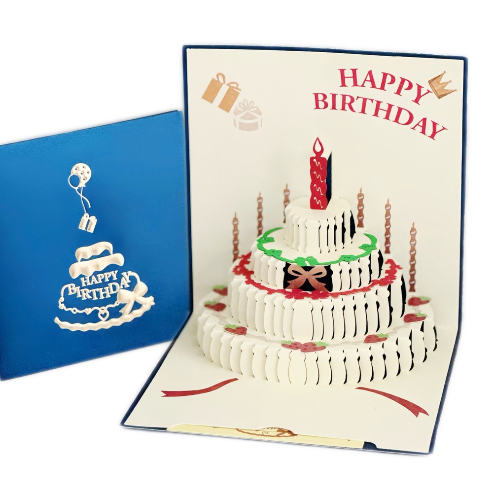 3D Pop Up Birthday Cake Card Happy Birthday Greeting card Gift for Kids Friend