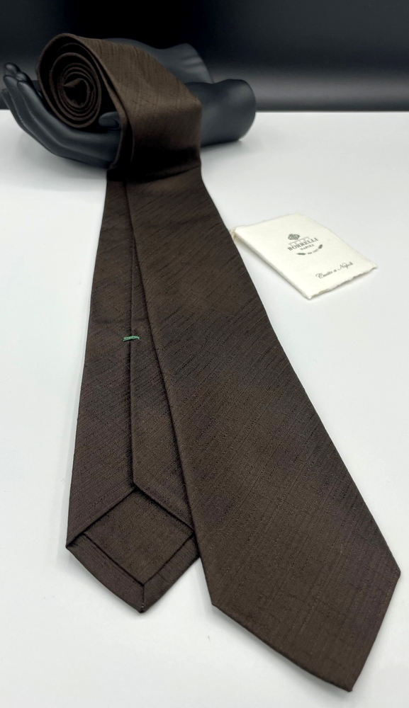 LUIGI BORRELLI Napoli Men's 100% Silk Tie ~ Brown ~ Solid ~ Made in Italy!