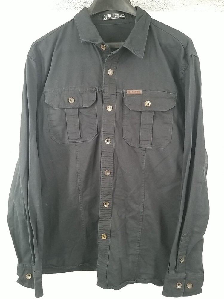 Jeep Spirit Long Sleeve Button Up Shirt for Men in Black Size 2XL XXL