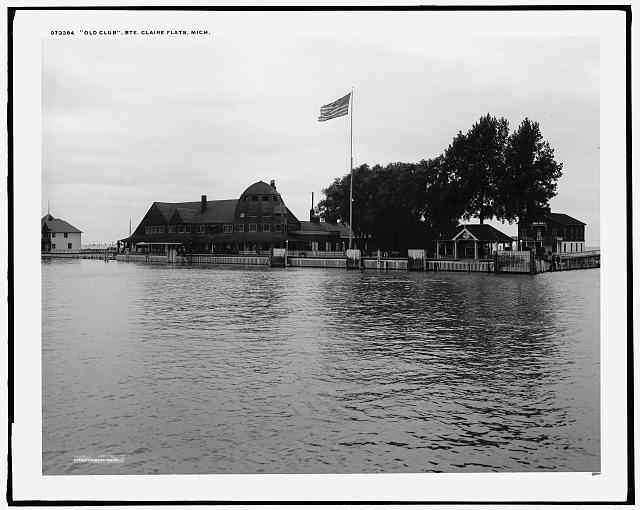 Photo:Saint Clair Flats Michigan Old Club 1910s waterfront building flag