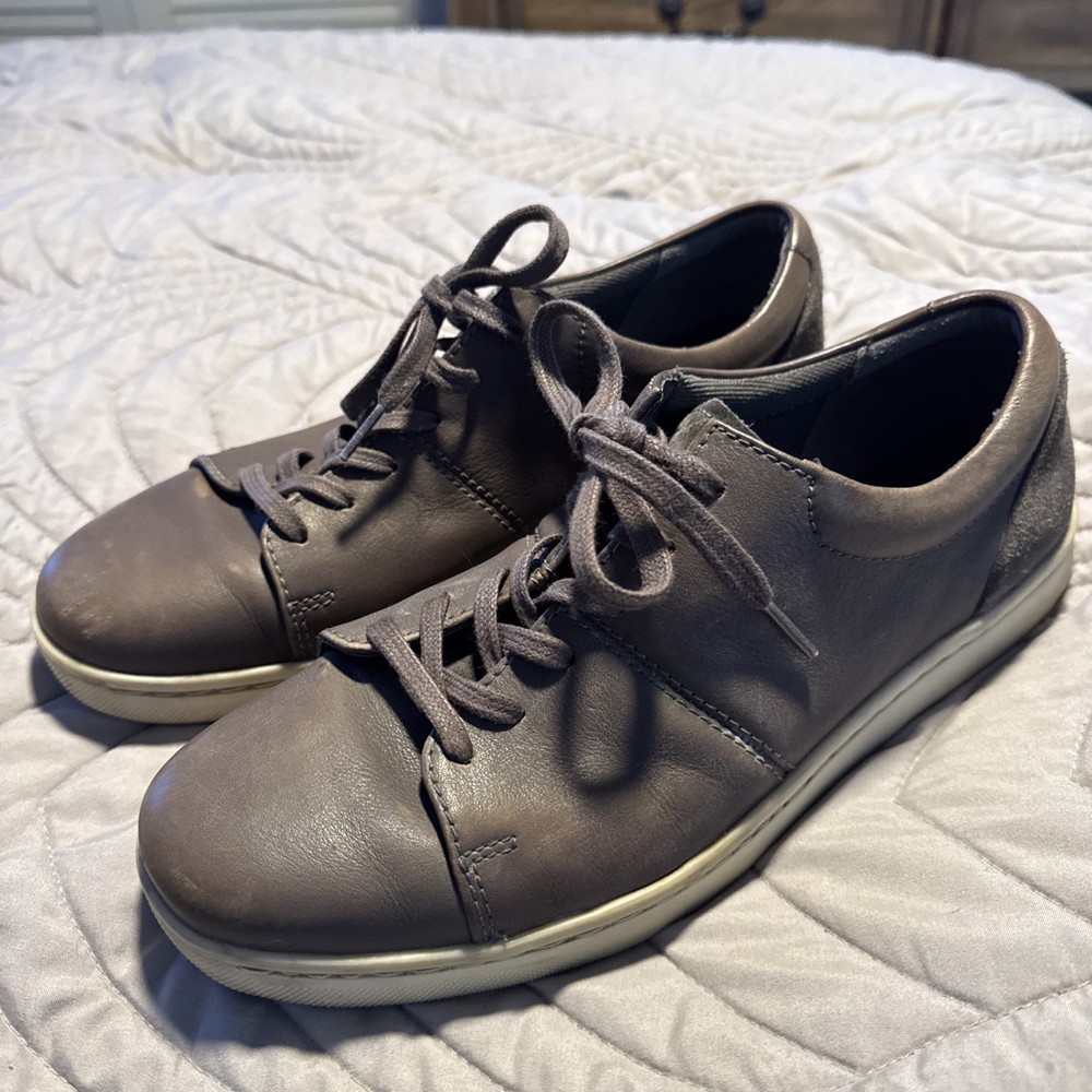 CLARKS Men's Kitna Vibe Sneaker, Grey Leather,  Men Size  9.5 M