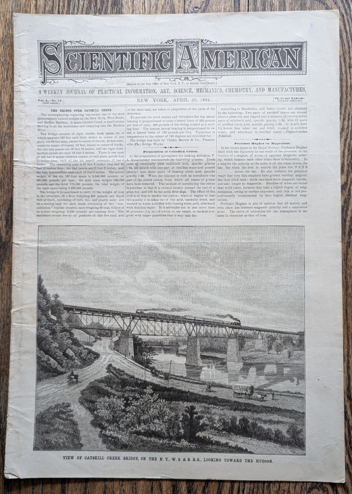 Scientific American April 1884 Catskill Creek Bridge Mausoleum of Chaacmol