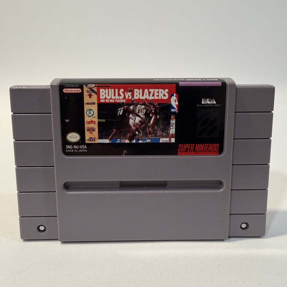 Bulls vs Blazers and the NBA Playoffs Super Nintendo SNES Basketball Game Cart
