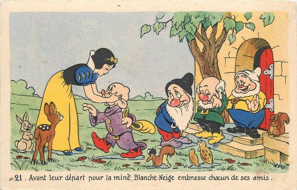 1939 Disney Snow White Seven Dwarfs Walt Disney Postcard 24-12319