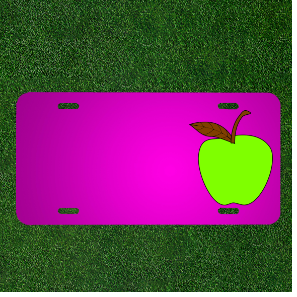Custom Apple Green Car License Plate with Personalized Names for Foodies