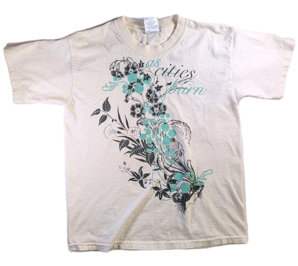 Vtg Y2K As Cities Burn Screamo Size Youth Large Band Shirt