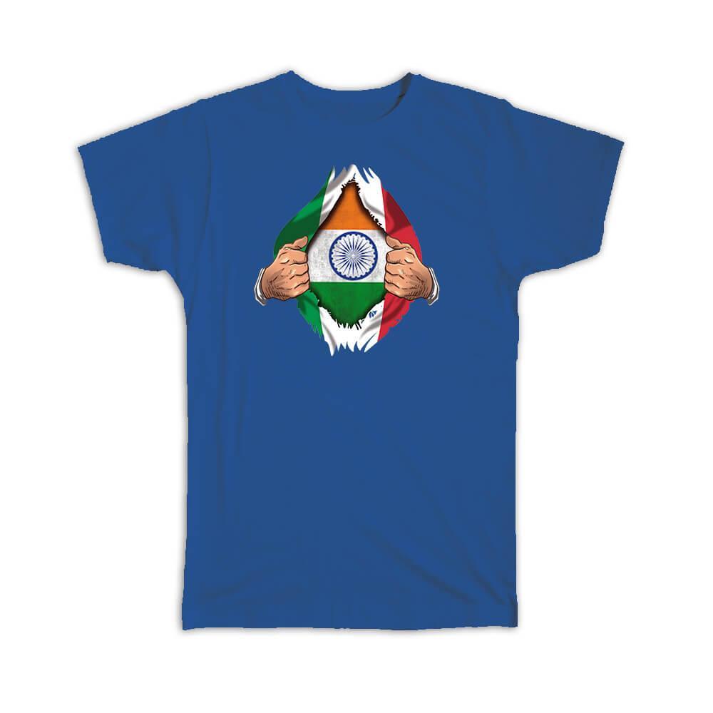 Gift T-Shirt : India Italian Flag Chest Indian