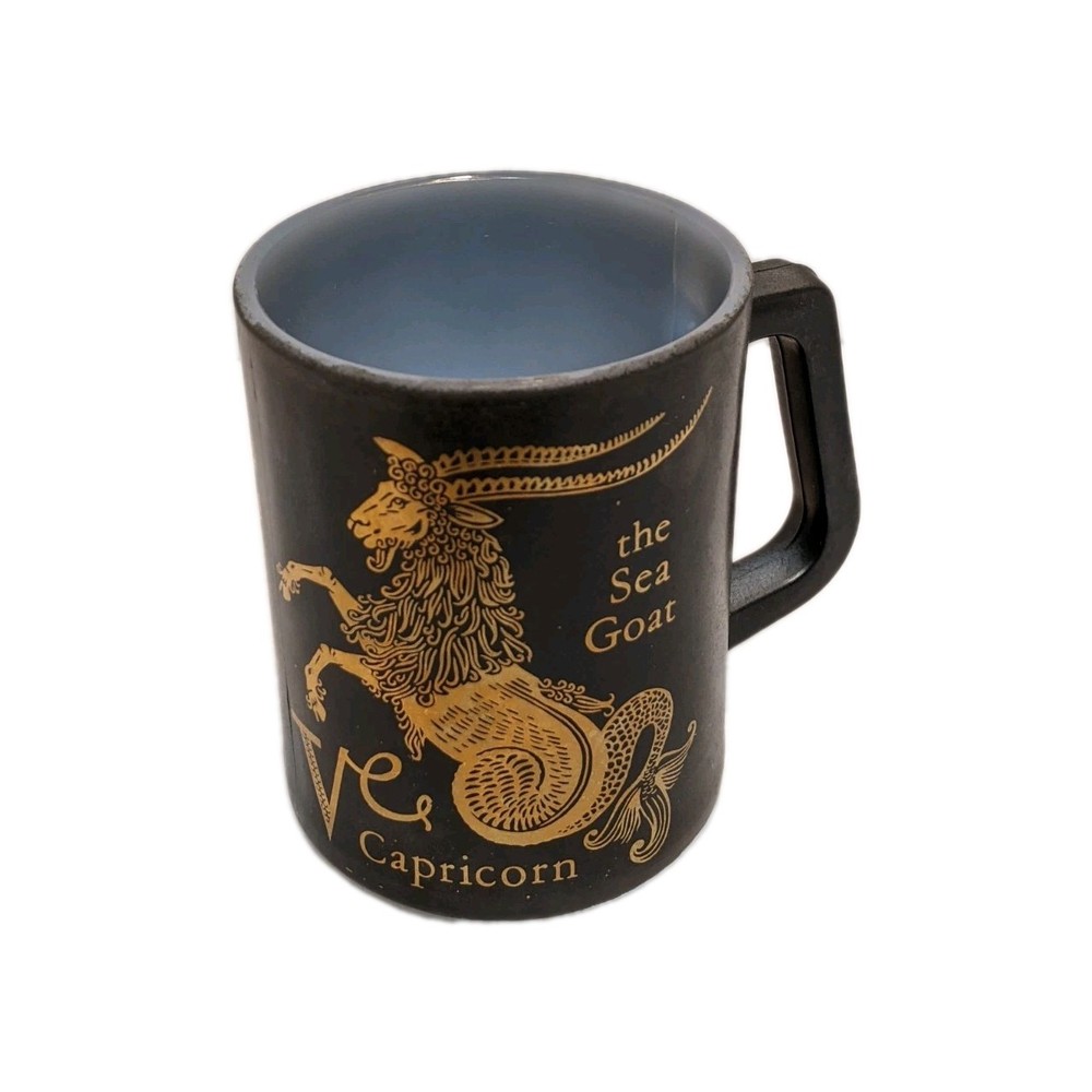 Vintage Federal Milk Glass CAPRICORN Zodiac Sign Horoscope Astrology Cup Mug