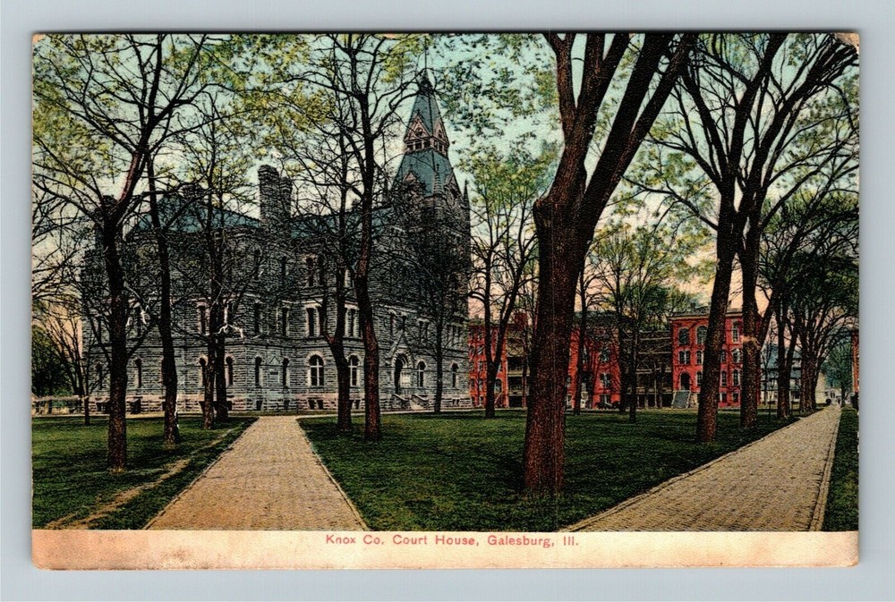 Galesburg IL-Illinois, Knox County Courthouse c1908 Vintage Souvenir Postcard