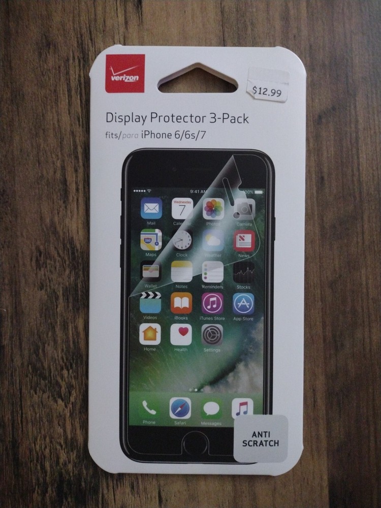 Verizon 3-pack Tempered Glass Display Protector for iPhone 6/6s/7 - Anti Scratch