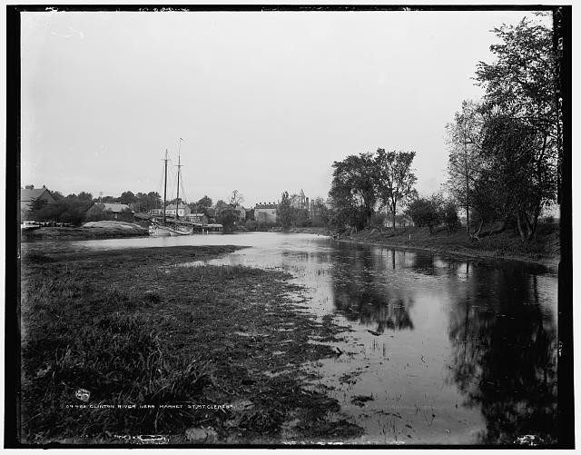 Photo:Mt. Clemens Michigan Clinton River near Market St 1890s River Scene