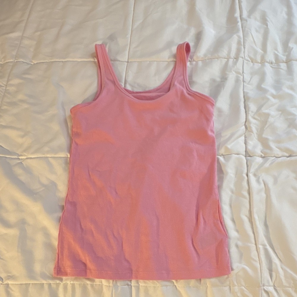Gap Pink Ribbed Cotton Sleeveless Tank Top Scoop Neck Women’s M Regular